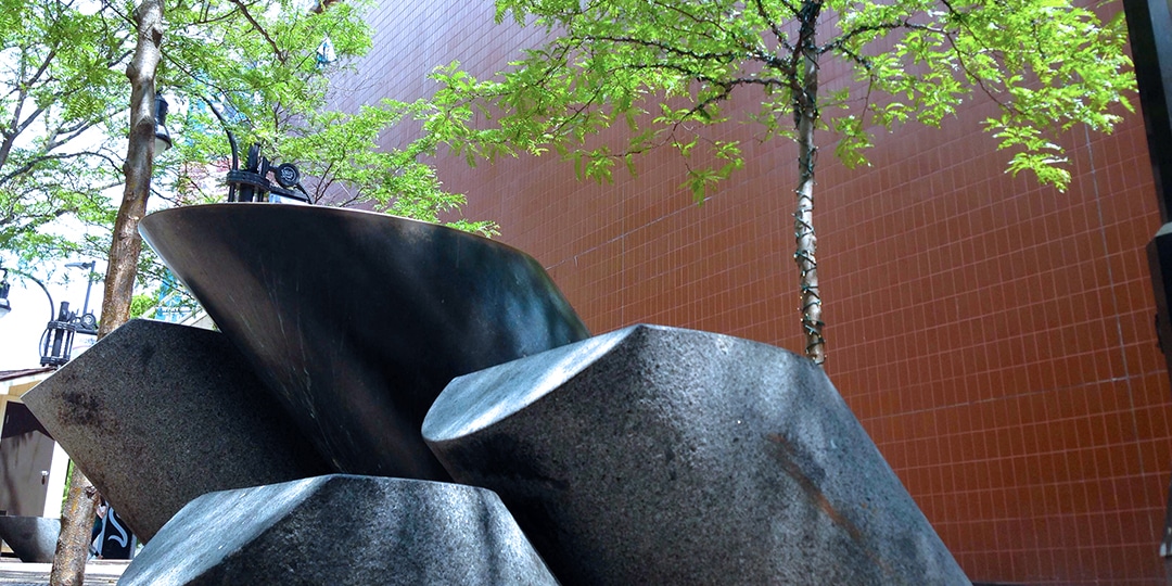 A portion of the public art installation remaining in 