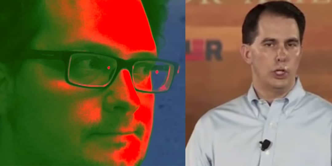 Vic Berger (left) and a particularly clammy-looking Scott Walker.