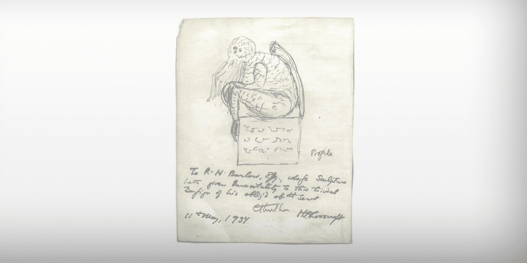 H.P. Lovecraft's 1934 sketch of his iconic character Cthulu.