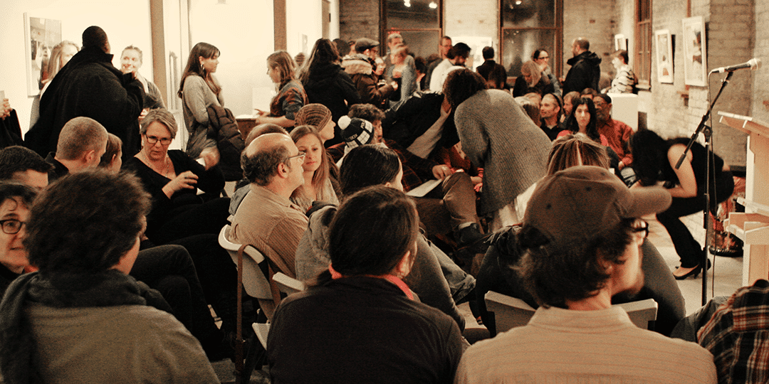 The crowd at a recent poetry reading at Arts + Literature Laboratory. Photo courtesy Jolynne Roorda.