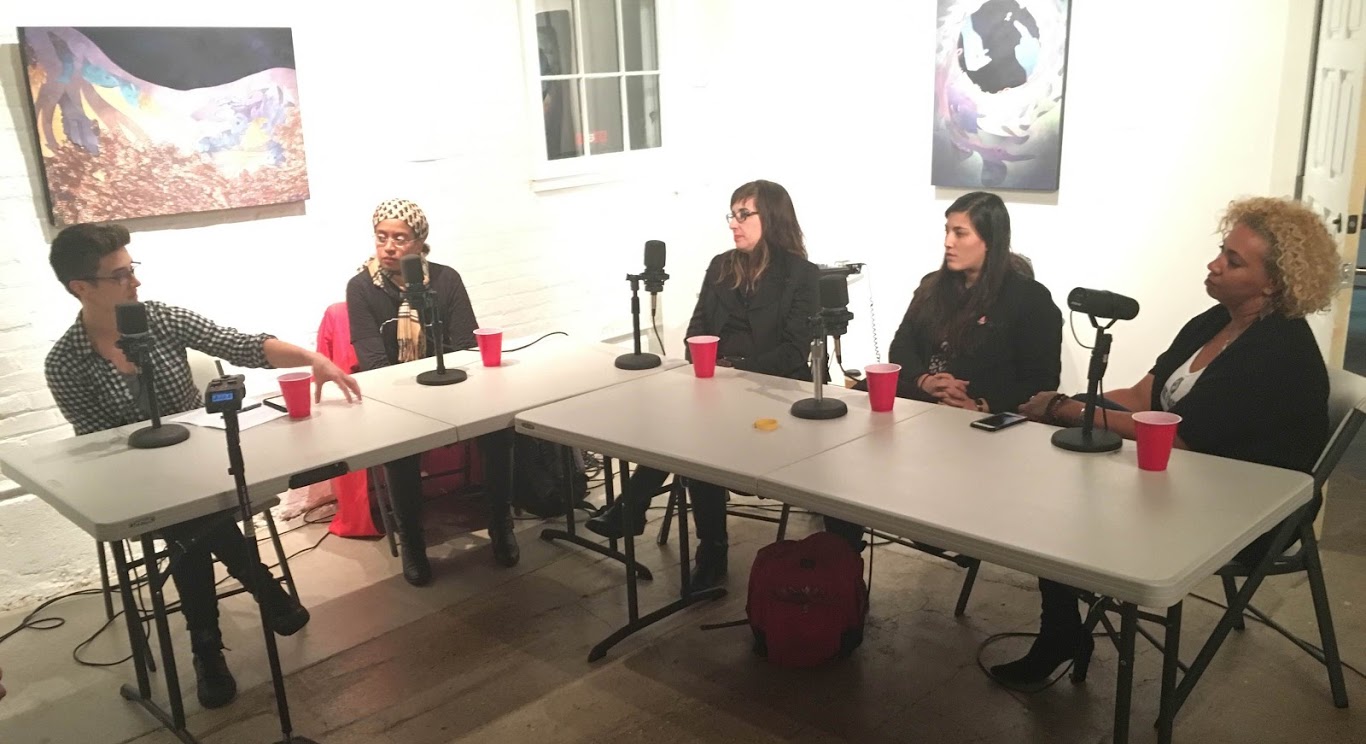 The panel, from left to right: Emily Mills, Martha White, Lili Luxe, Sarah Akawa, and Dana Pellebon.