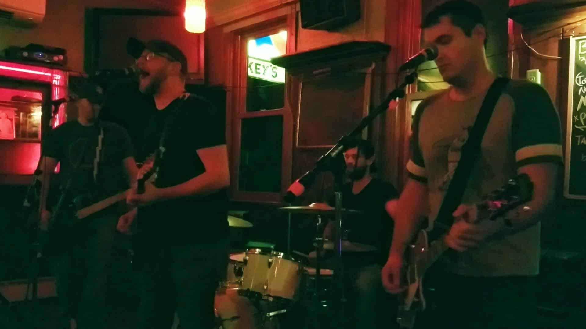 Rocket Bureau's live lineup consists of, from left to right,&nbsp;Dan Bornemann on bass, Kyle Urban on vocals and guitar, Paul Kennedy on drums, and Josh Labbus on guitar.