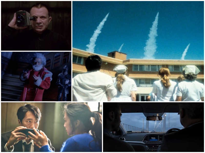 An image collage featuring several stills of premiere showcase films, including Park Chan-wook's "Decision To Leave" (2022) on the bottom left and "The Plains" (2022) on the bottom right. Others include David Lynch's "Lost Highway" (1997) on the top left, "Dial Code Santa Claus" (1989) on the middle left, and documentary "Television Event" (2020) on the top right.