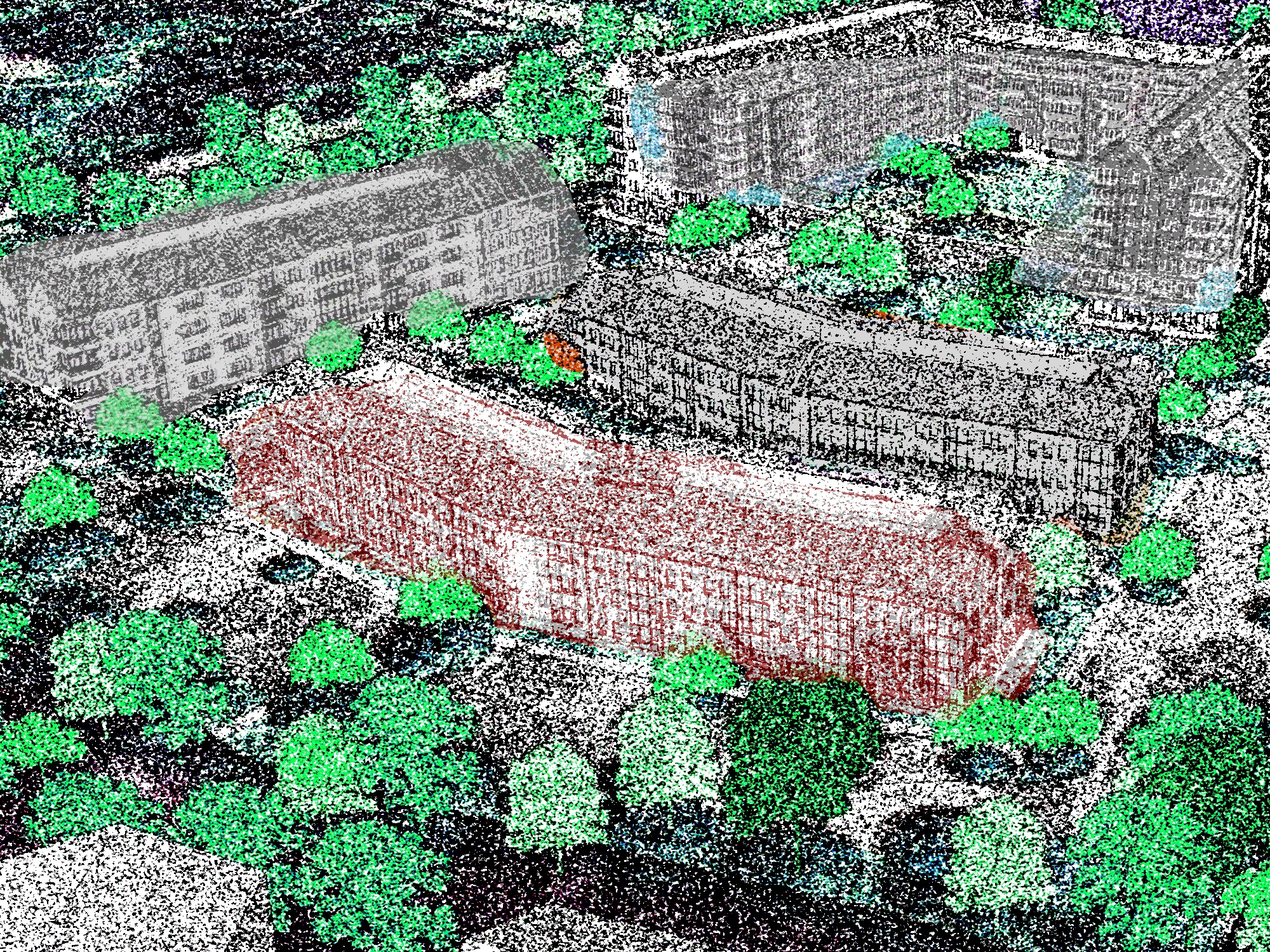 An illustration shows a rendering of a proposed apartment development on Sherman Avenue in Madison. The rendering is distorted through various filters, washing out the colors and creating a grainy effect.