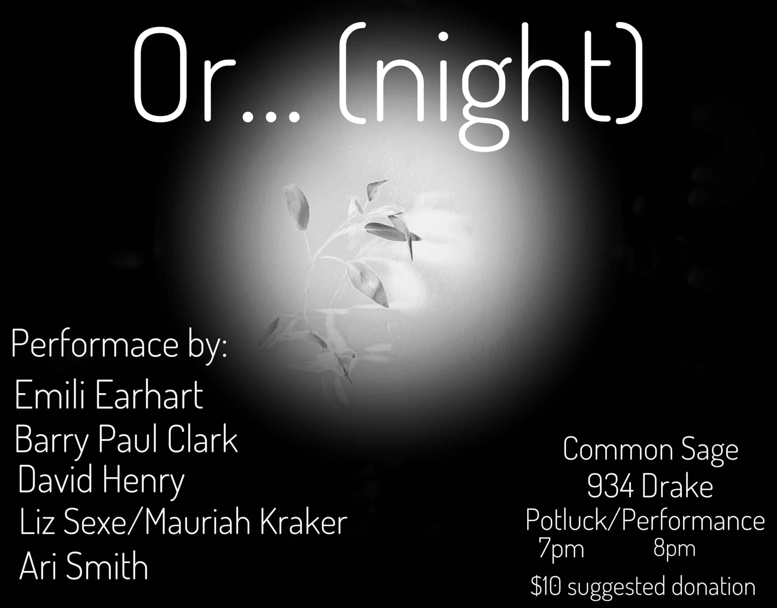 A handbill features a negative image of a sprig of sage with all the relevant event information.