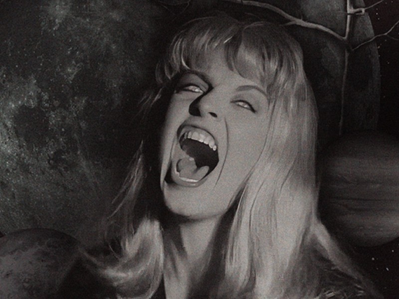 A surreal black-and-white collage with images from Lynch's filmography, including Twin Peaks' Laura Palmer (Sheryl Lee) screaming nightmarishly in the center.