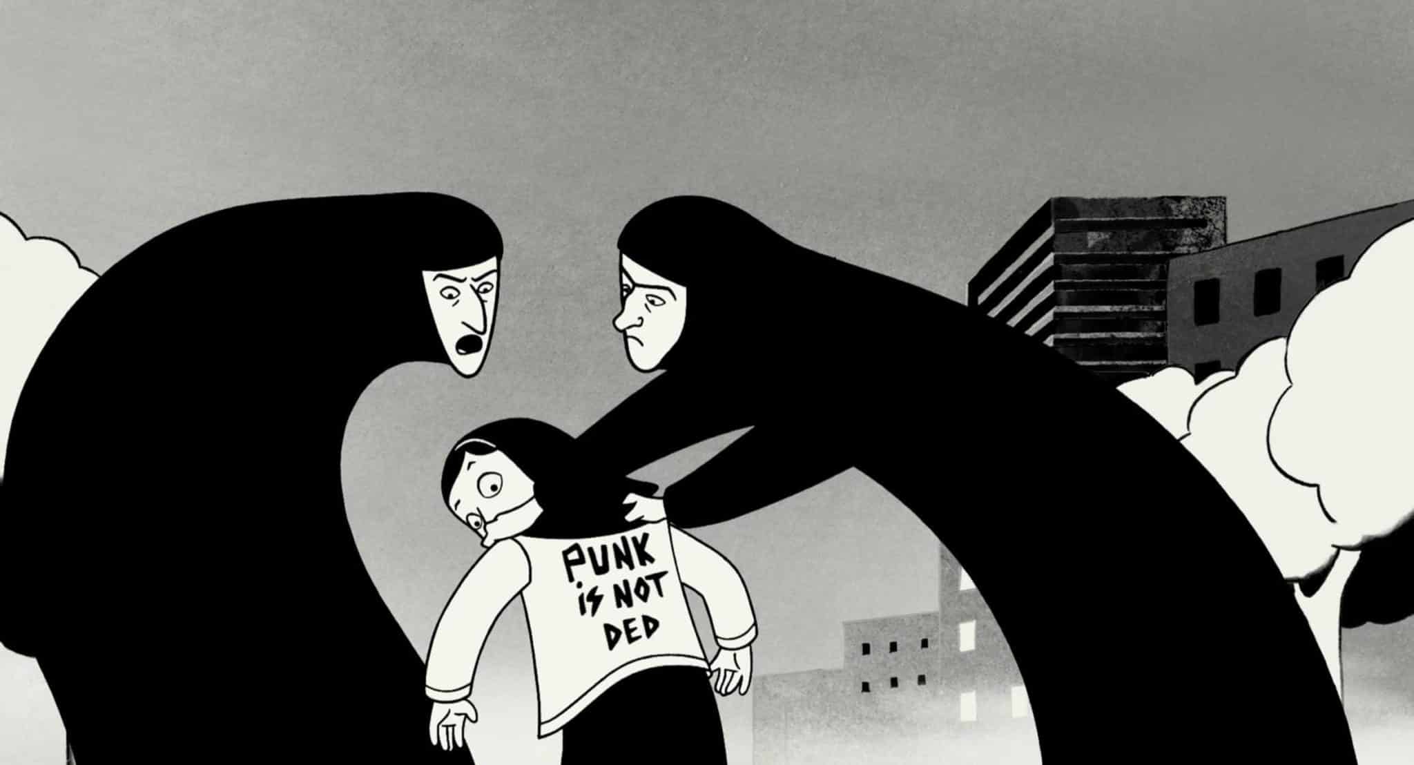In the black-and-white "Persepolis" (2007), a young Marjane Satrapi is reprimanded by two lanky Islamic fundamentalists for wearing a jacket emblazoned with the words "Punk is not ded."