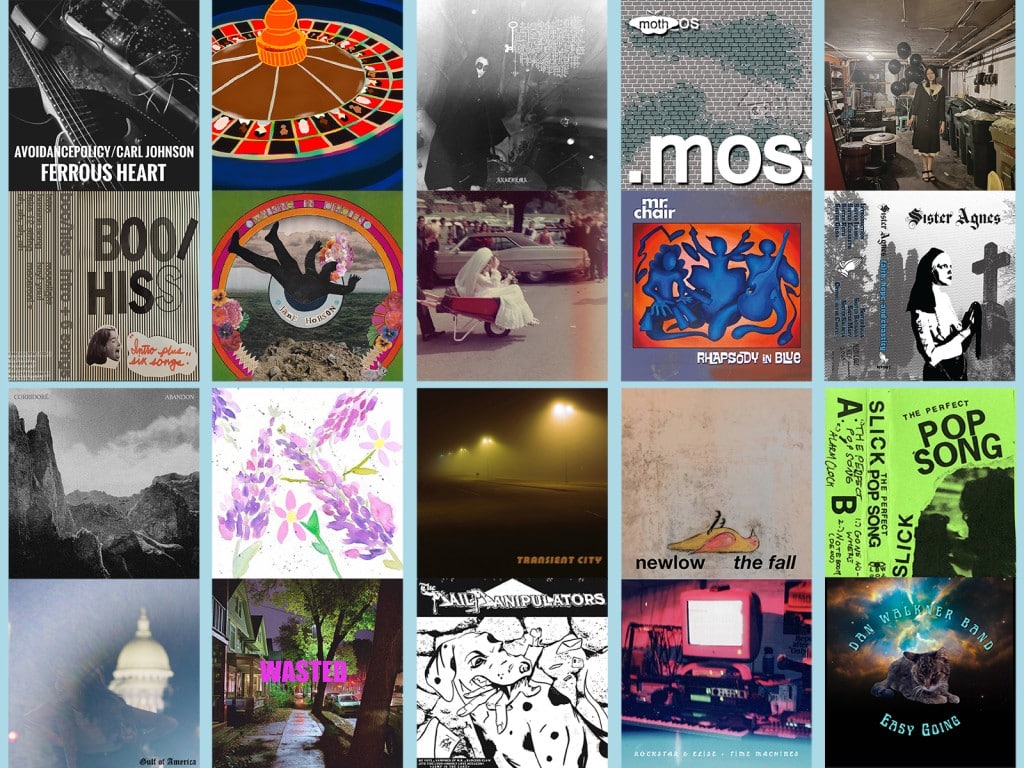 A composite banner of the cover art from each of the 20 selected releases is displayed on a baby-blue background.