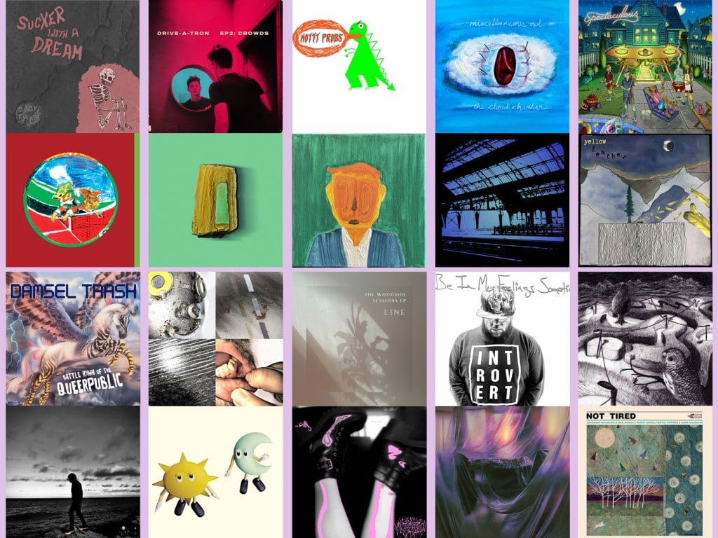 A composite banner of the cover art from each of the 20 selected releases is displayed on a pale violet background.